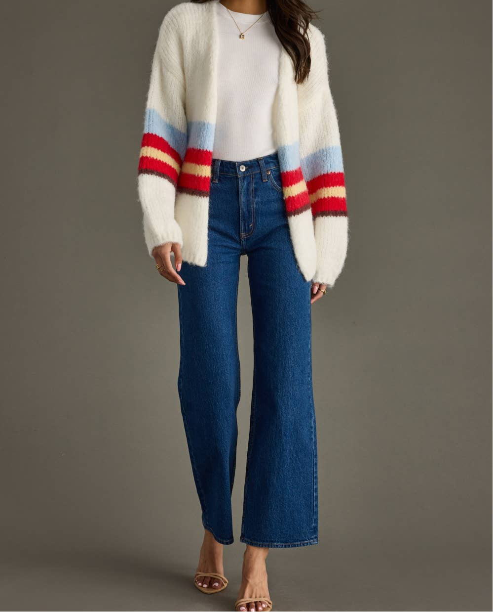 IVORY STRIPED CARDIGAN