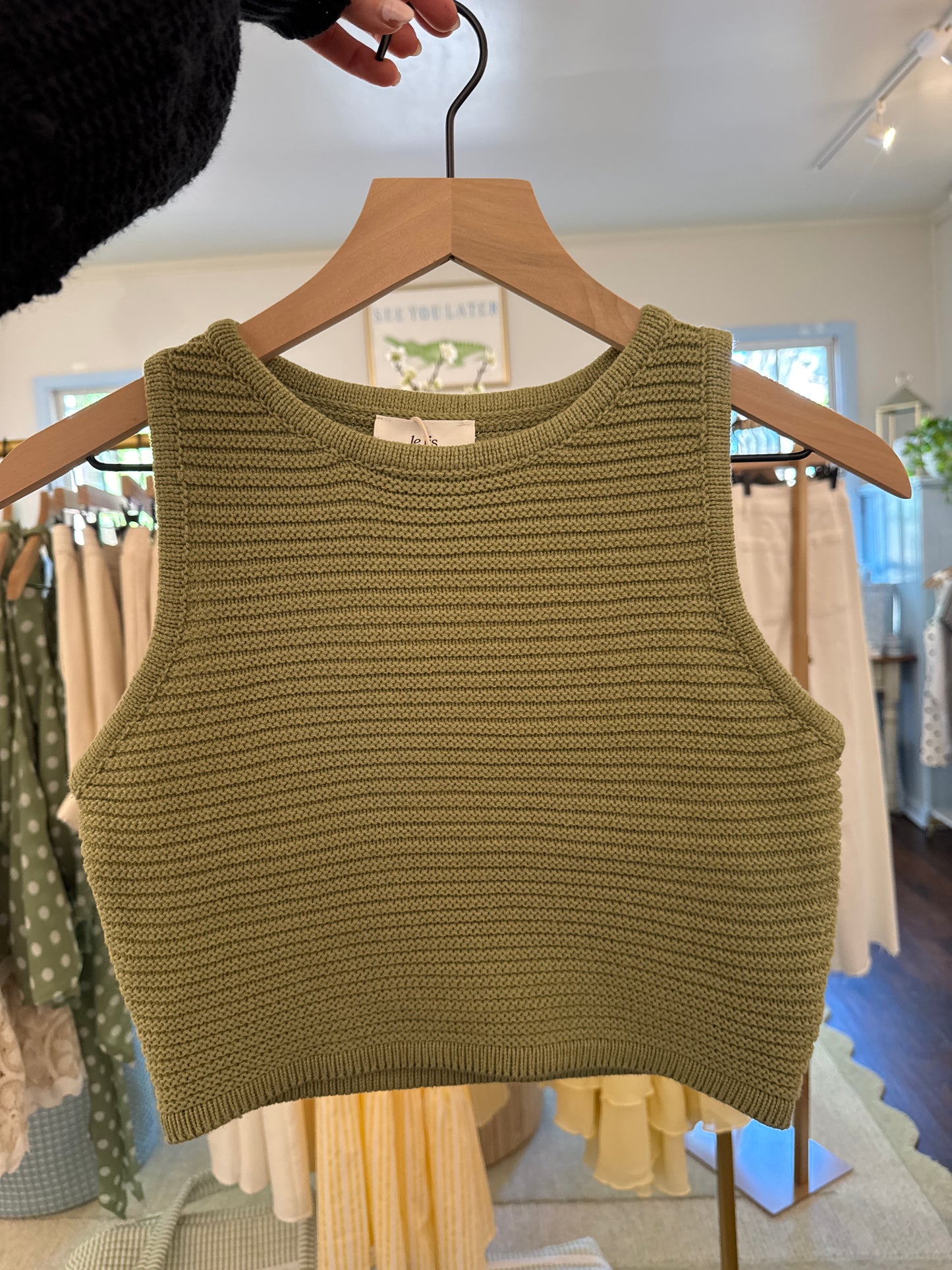 MATCHA KNIT CROP TANK