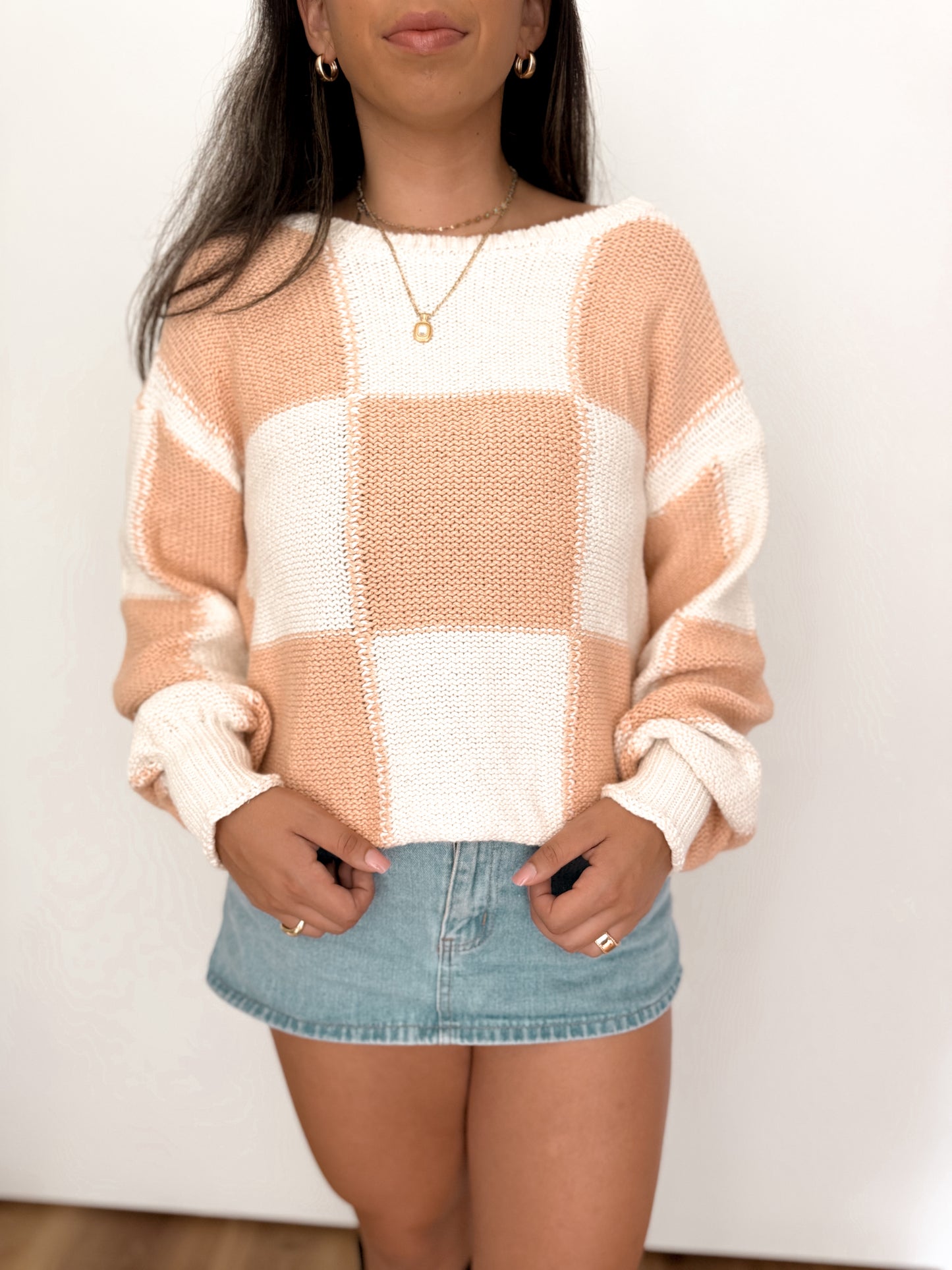 CHASING DREAMS GINGHAM SWEATER