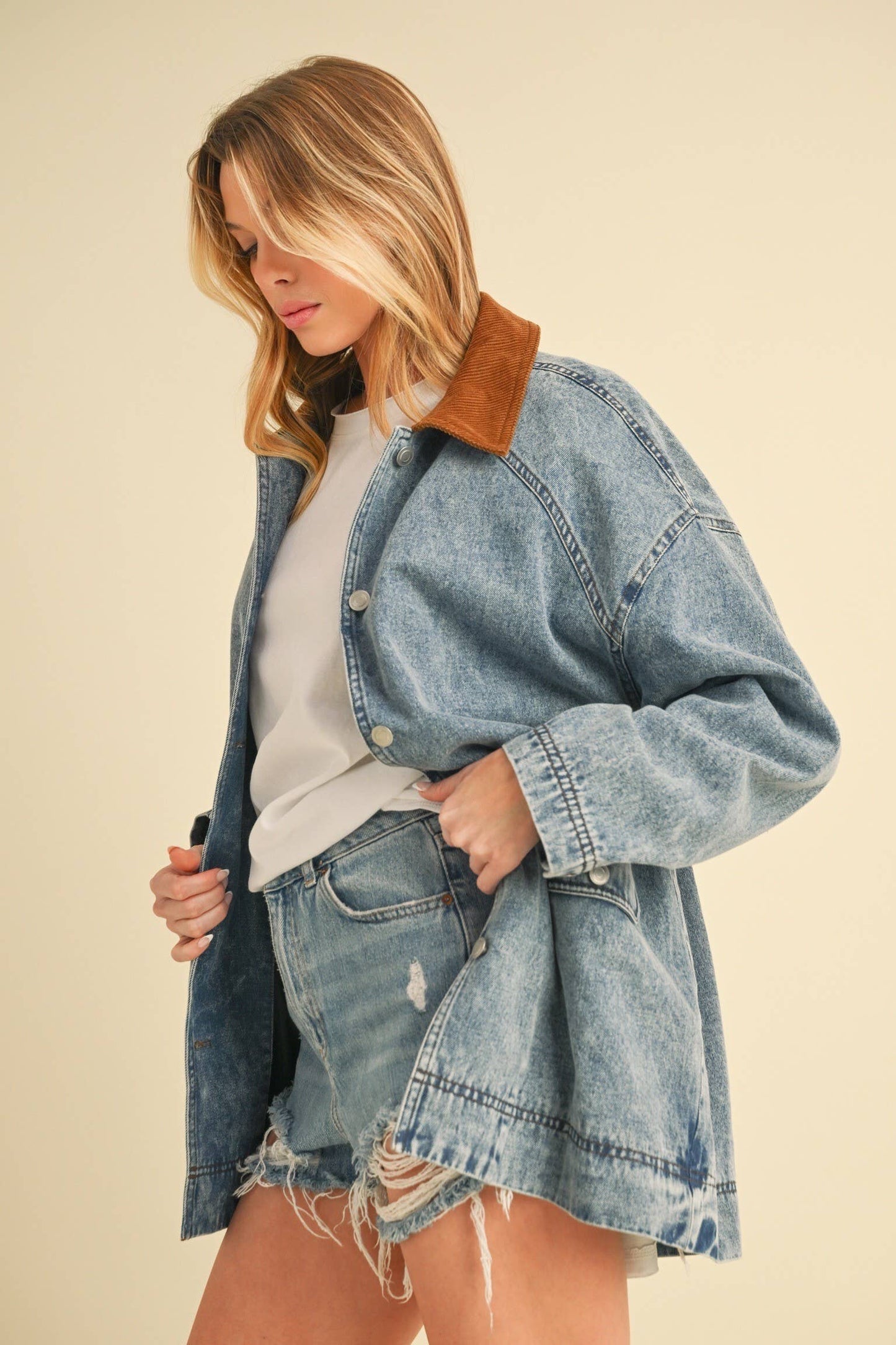 CORDUROY COLLAR DENIM JACKET