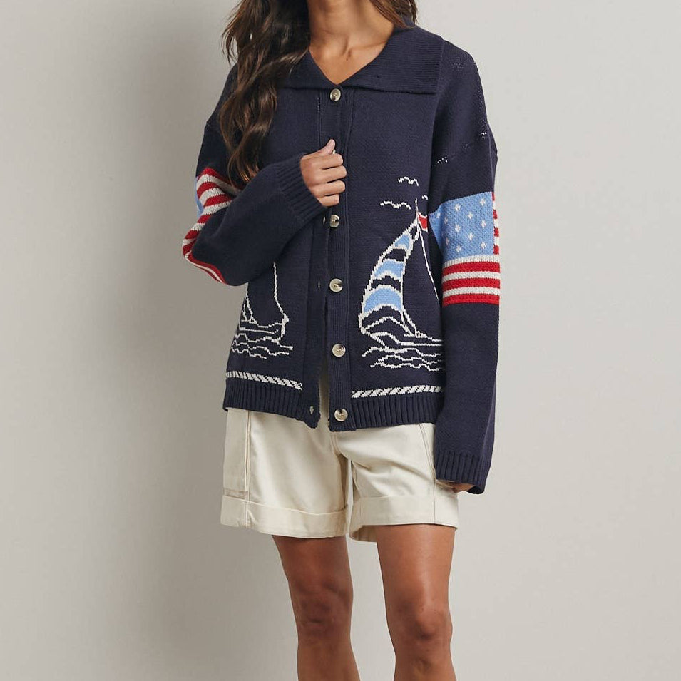 SAILBOAT SWEATER CARDIGAN