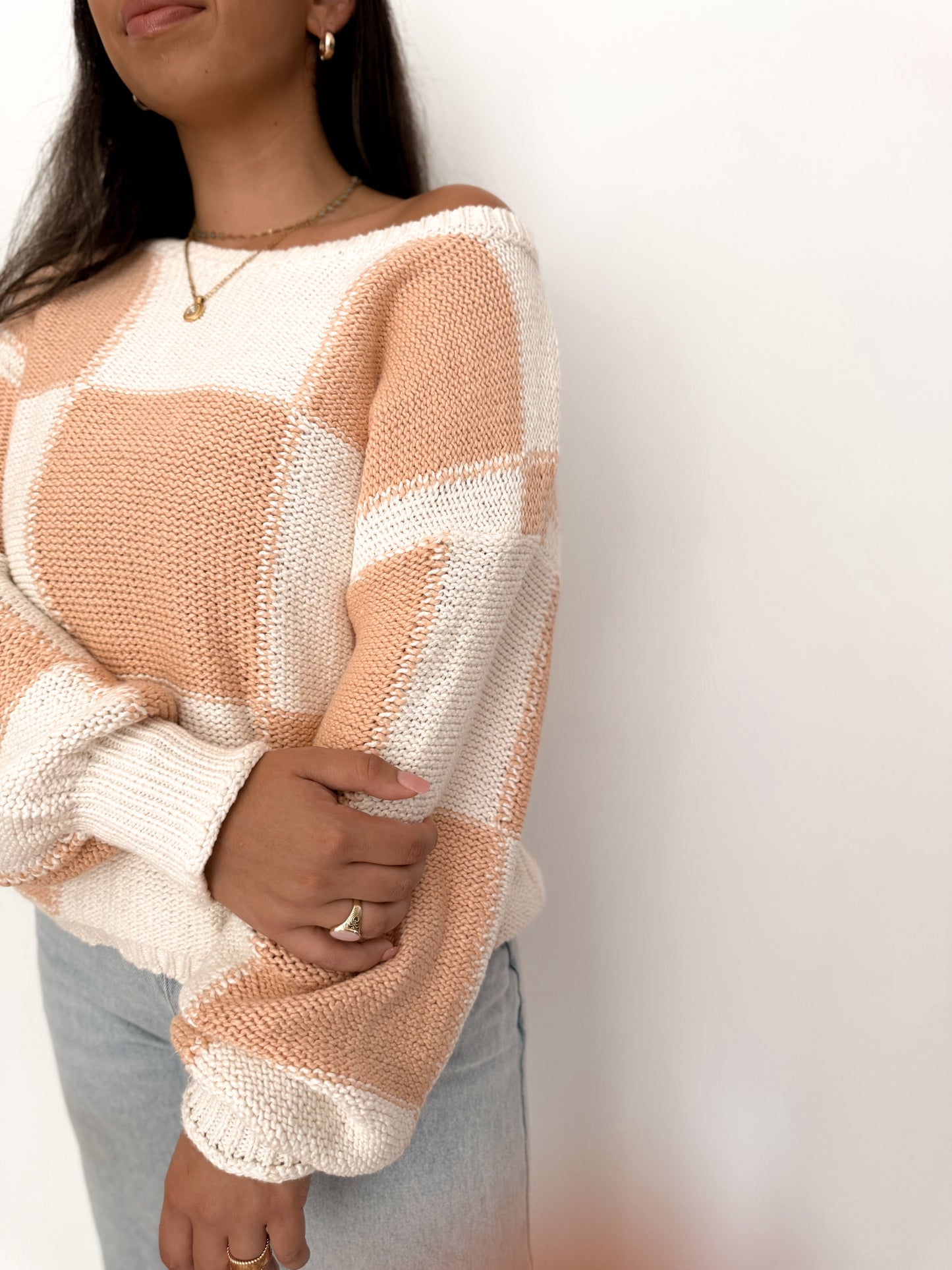 CHASING DREAMS GINGHAM SWEATER