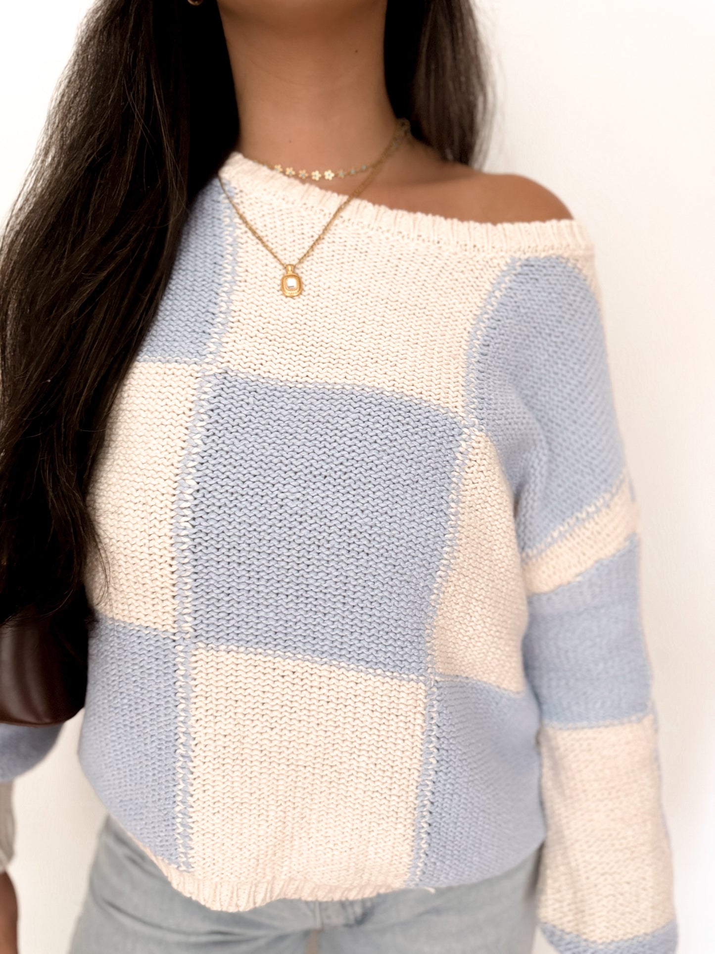 CHASING DREAMS GINGHAM SWEATER
