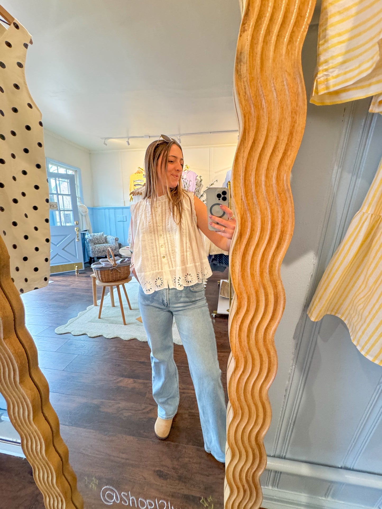 IVORY DAYDREAM EYELET TANK