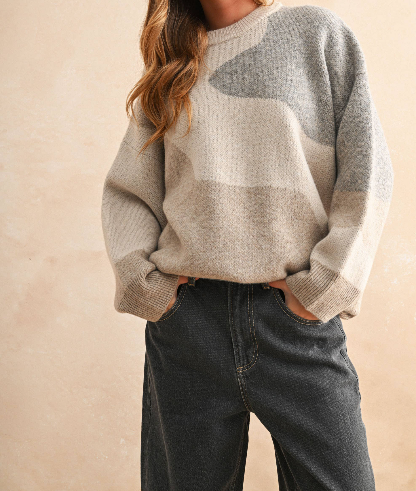 DUNE ABSTRACT COLOR BLOCK SWEATER