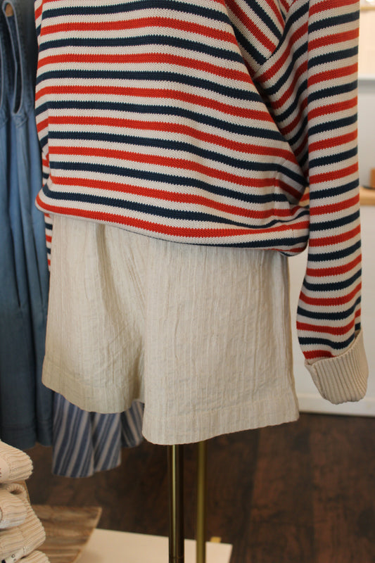 HIDDEN COVE WOVEN STRIPED PULLOVER