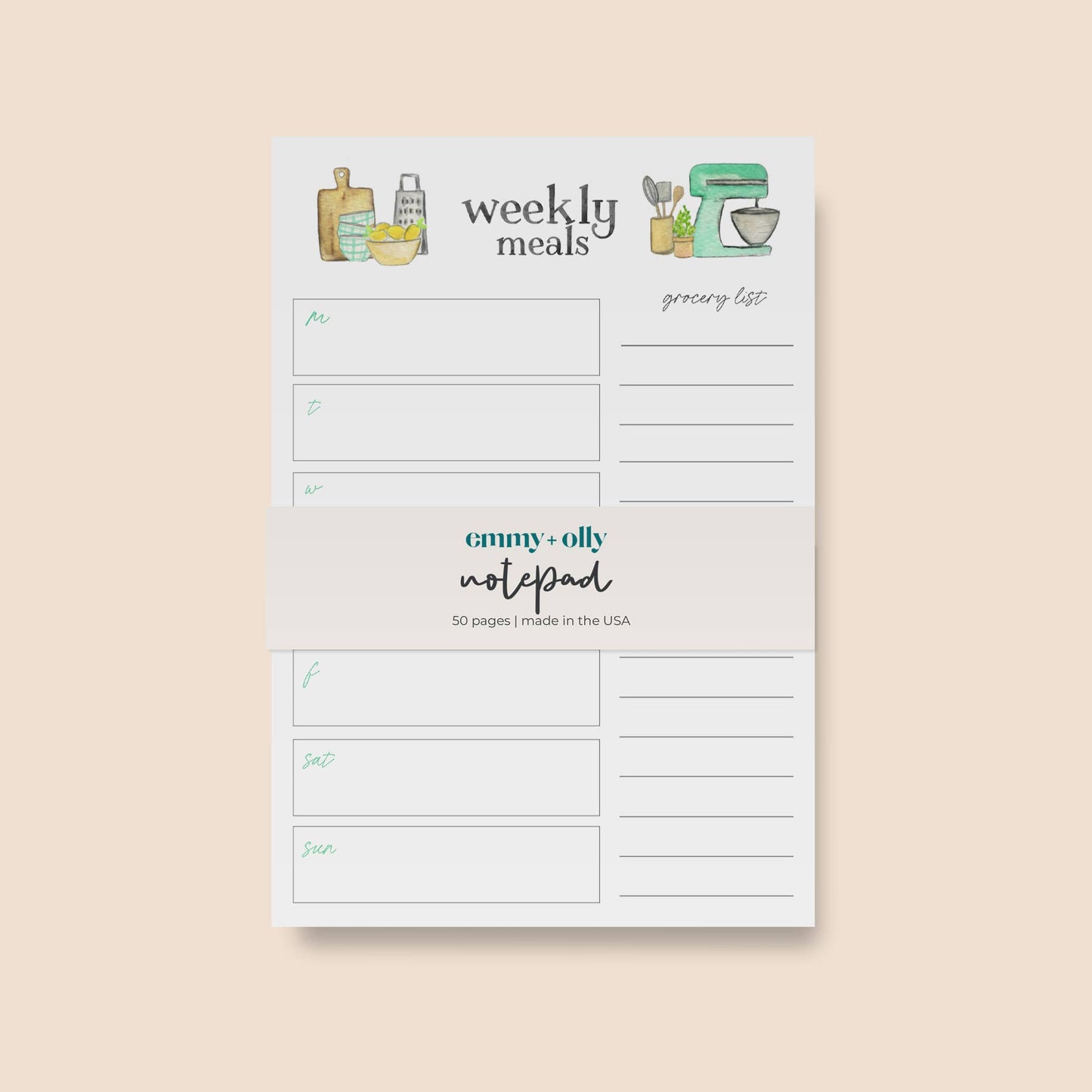 ORGANIZED WEEKLY MEAL PLAN NOTEPAD