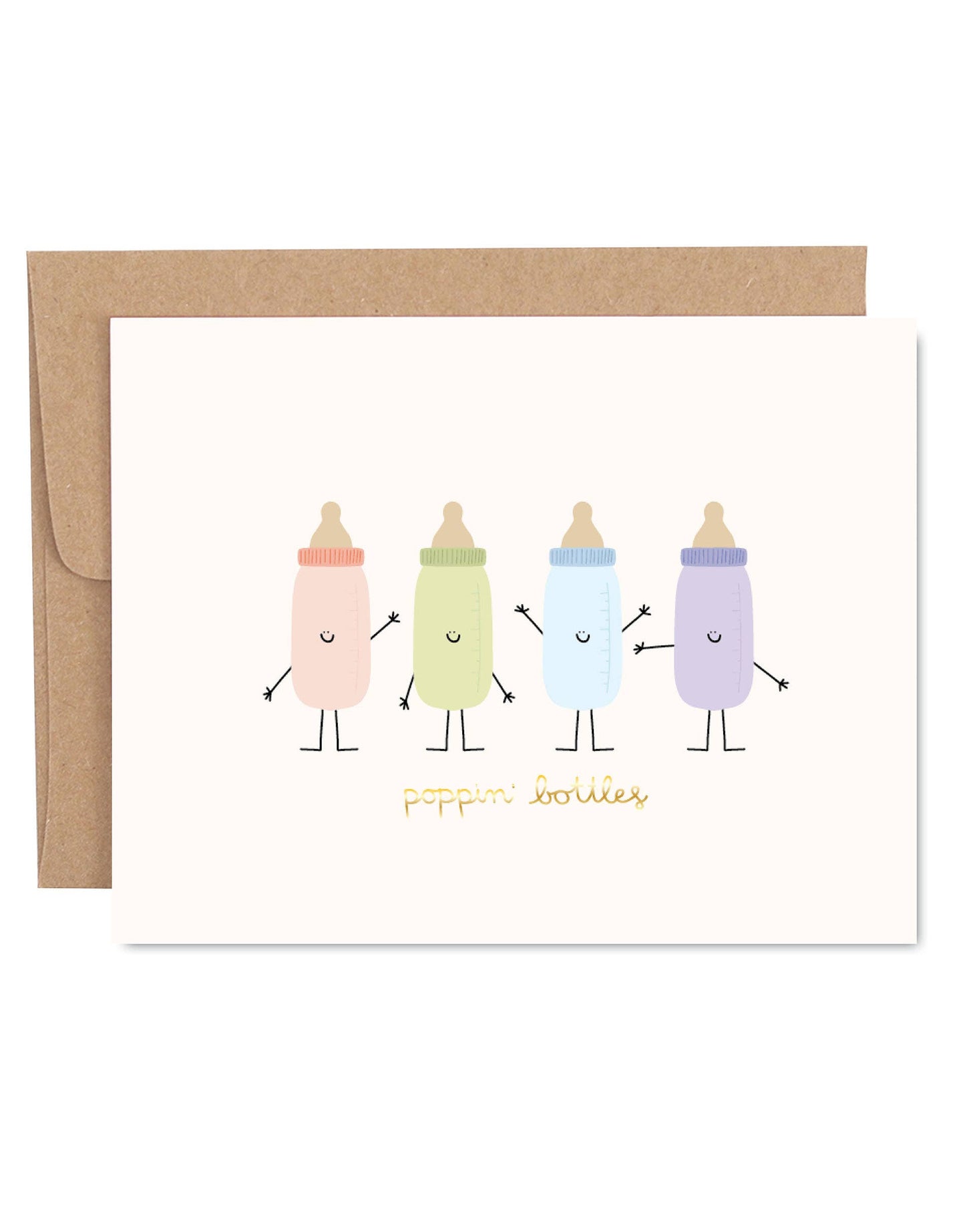 POPPIN BOTTLES BABY GREETING CARD