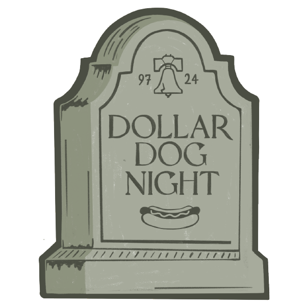 DOLLAR DOG NIGHT PHILLIES REST IN PEACE TOMBSTONE STICKER
