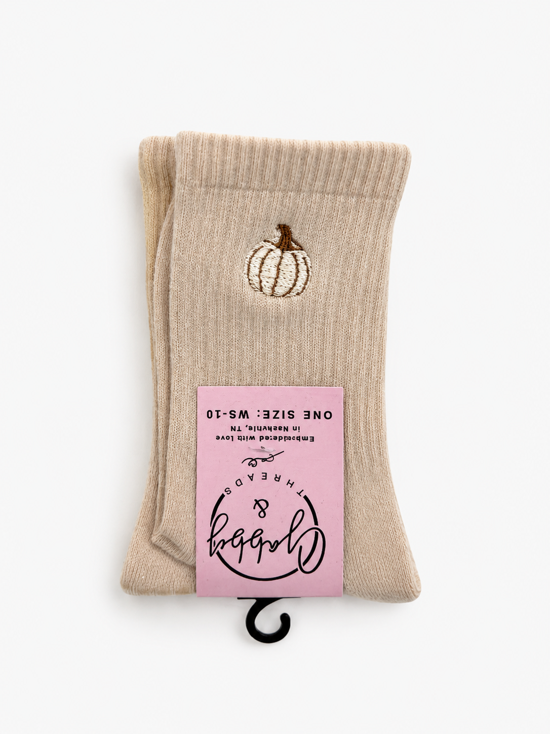 FALL BEIGE PUMPKIN GRIP SOCKS