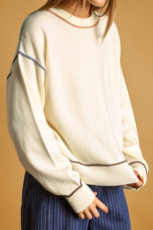 JANIE COLOR CONTRAST SWEATER