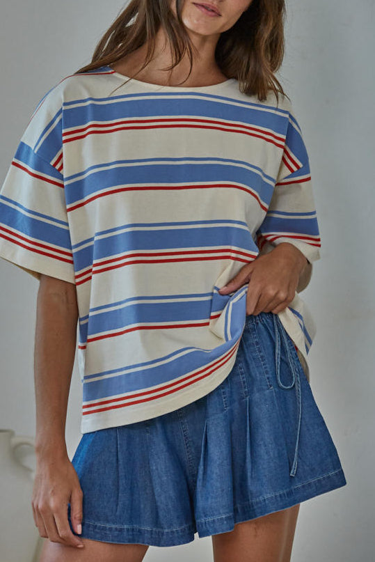 MADDI DARK DENIM PLEATED SHORTS
