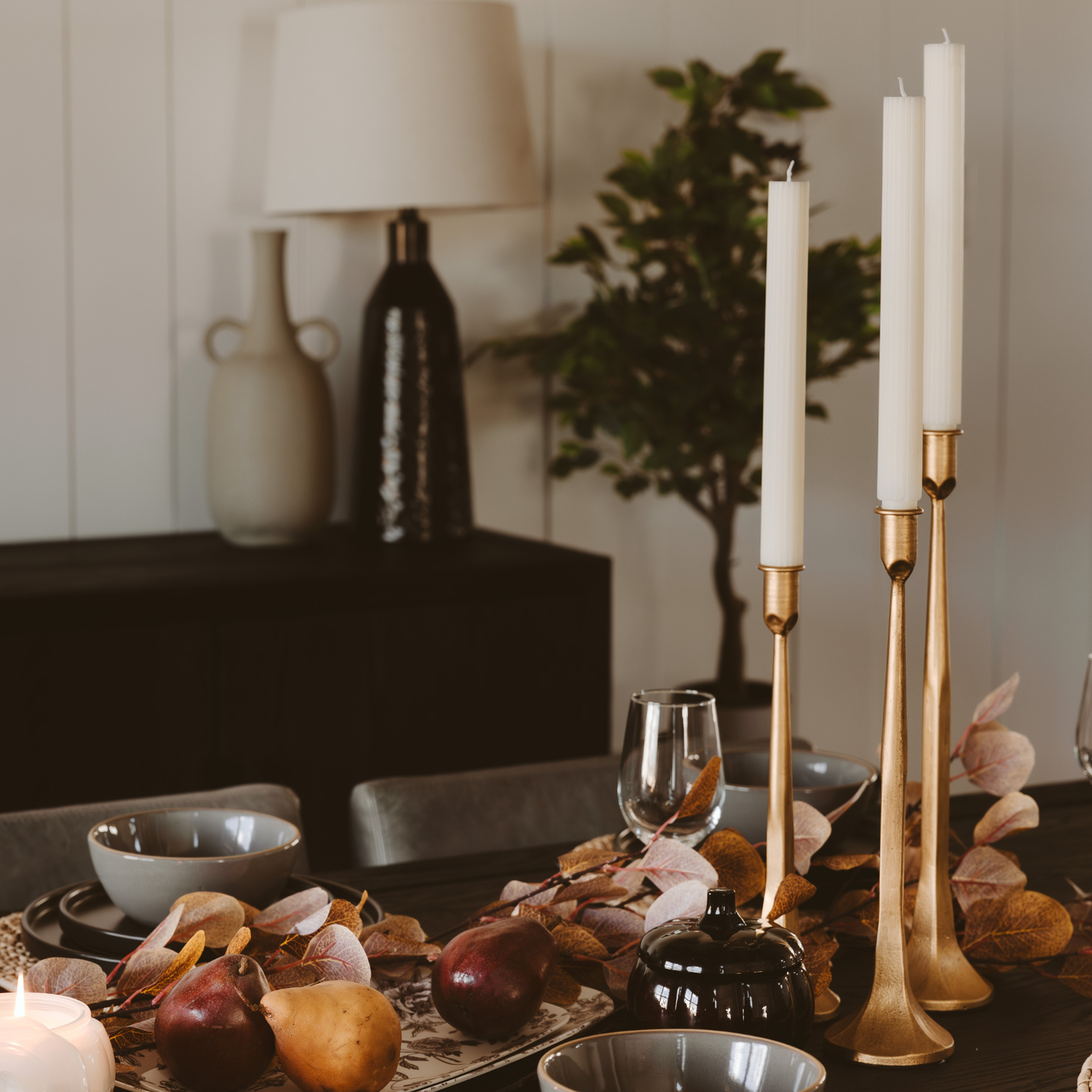 GOLD CAST IRON TAPER CANDLE HOLDERS -SET OF 3