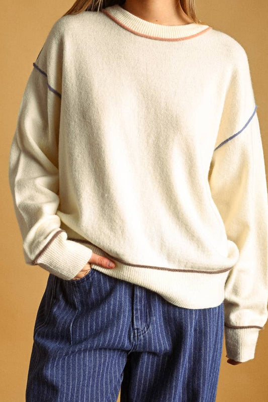 JANIE COLOR CONTRAST SWEATER
