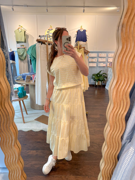 WHEN IN ROME YELLOW STRIPED SKIRT