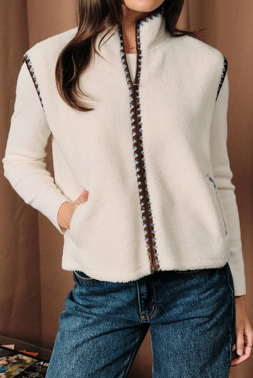 JILLIAN STITCH FLEECE ZIP UP VEST