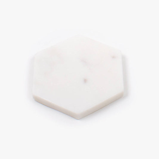 WHITE MARBLE COASTER SET
