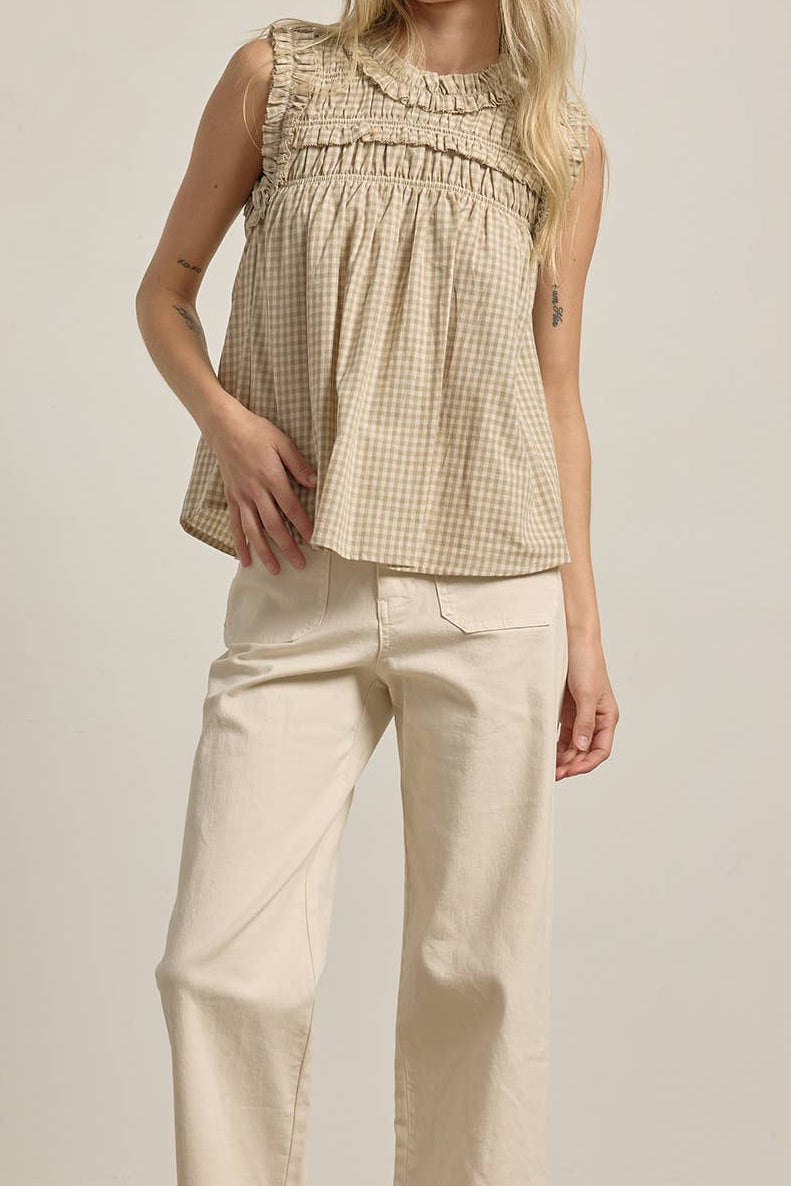 CLAIRE GINGHAM RUFFLE BLOUSE