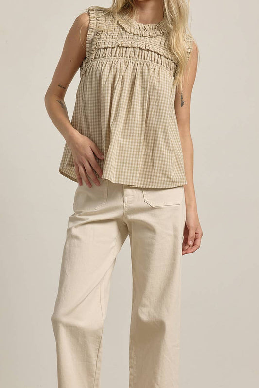 CLAIRE GINGHAM RUFFLE BLOUSE