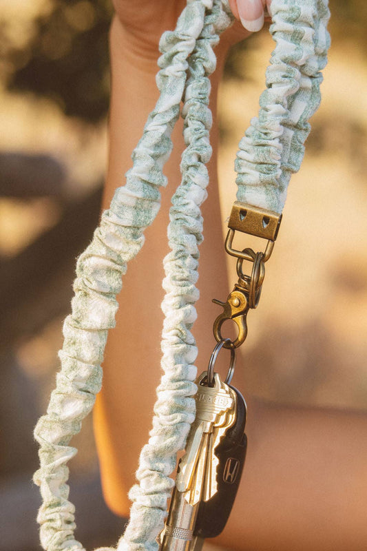 SAGE GINGHAM TEACHER LANYARD