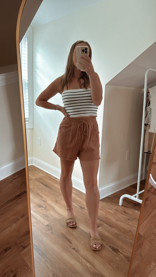 COPPER LINEN SHORTS