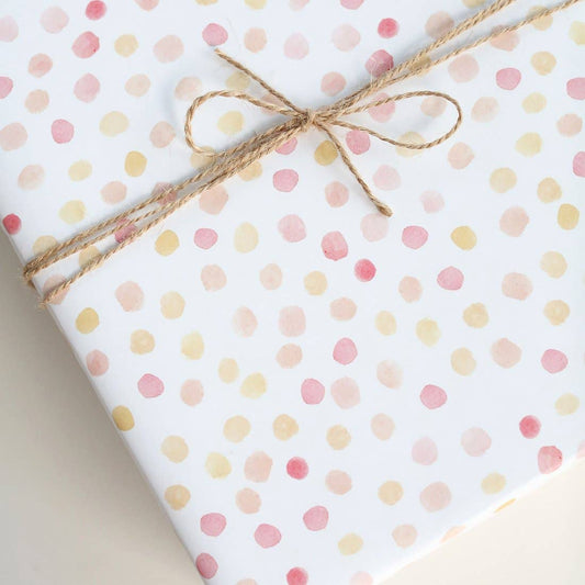 CORAL POLKA DOTS GIFT ROLL WRAPPING PAPER