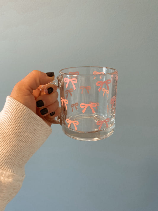 BOW COFFEE GLASS MUG