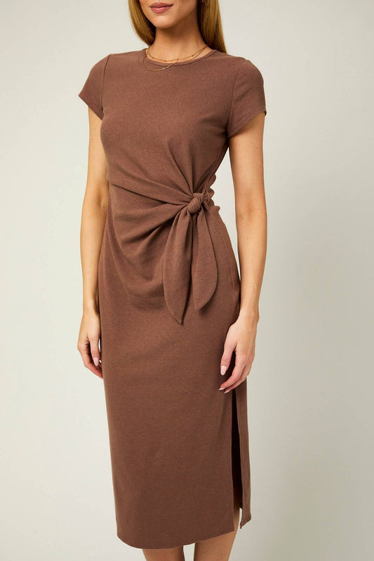 SAMMI SHORT SLEEVE WAIST TIE MAXI DRESS
