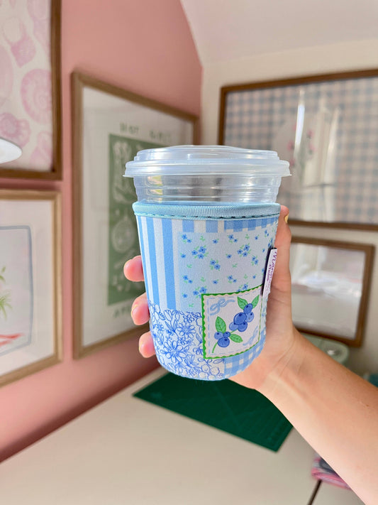 BLUEBERRY PATCHWORK COFFEE COOZIE SLEEVE