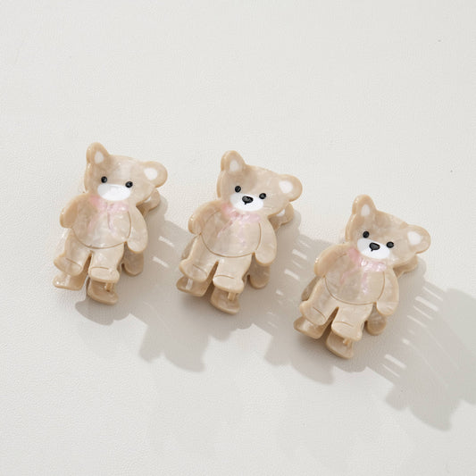 PINK BOW TEDDY BEAR CLAW CLIP