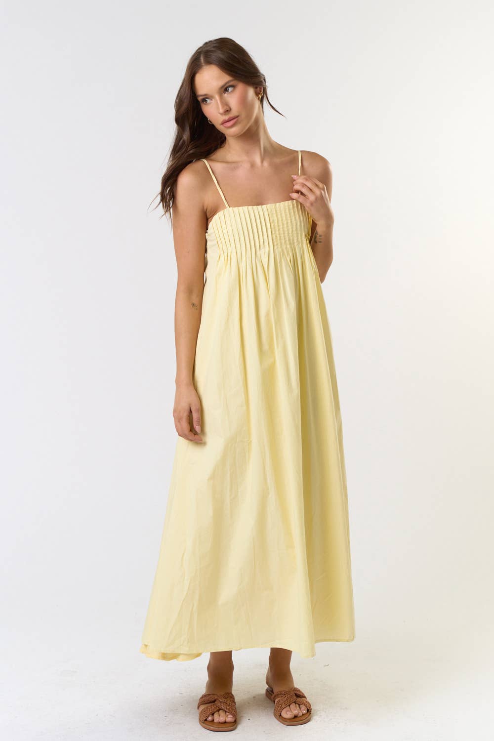PLEATED MAXI DRESS