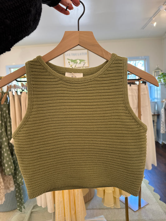 MATCHA KNIT CROP TANK