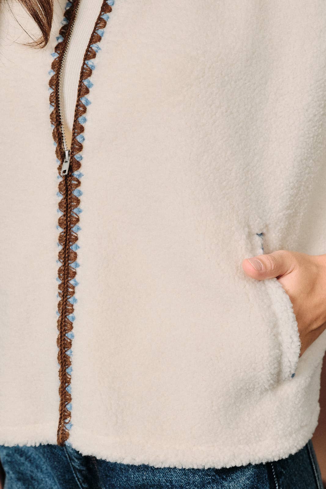 JILLIAN STITCH FLEECE ZIP UP VEST