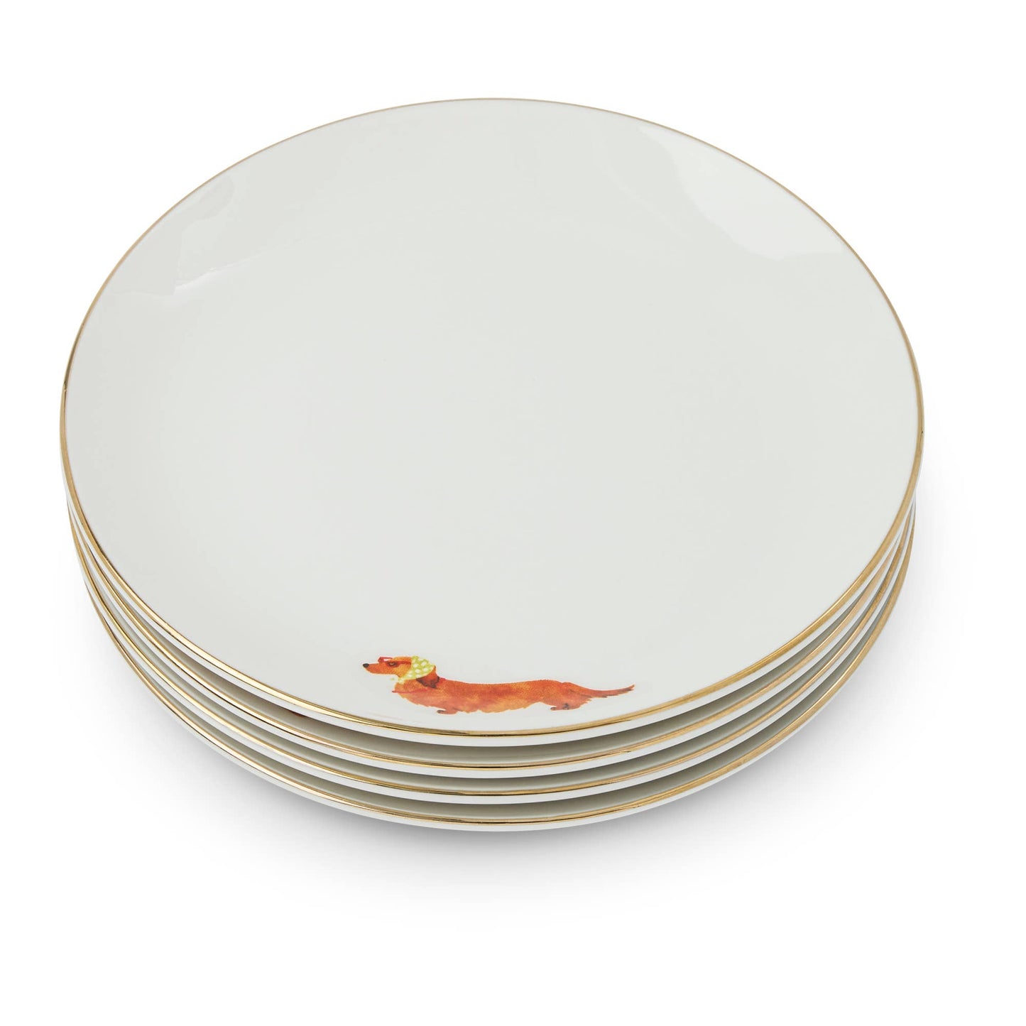 DACHSHUND GOLD RIM PLATES