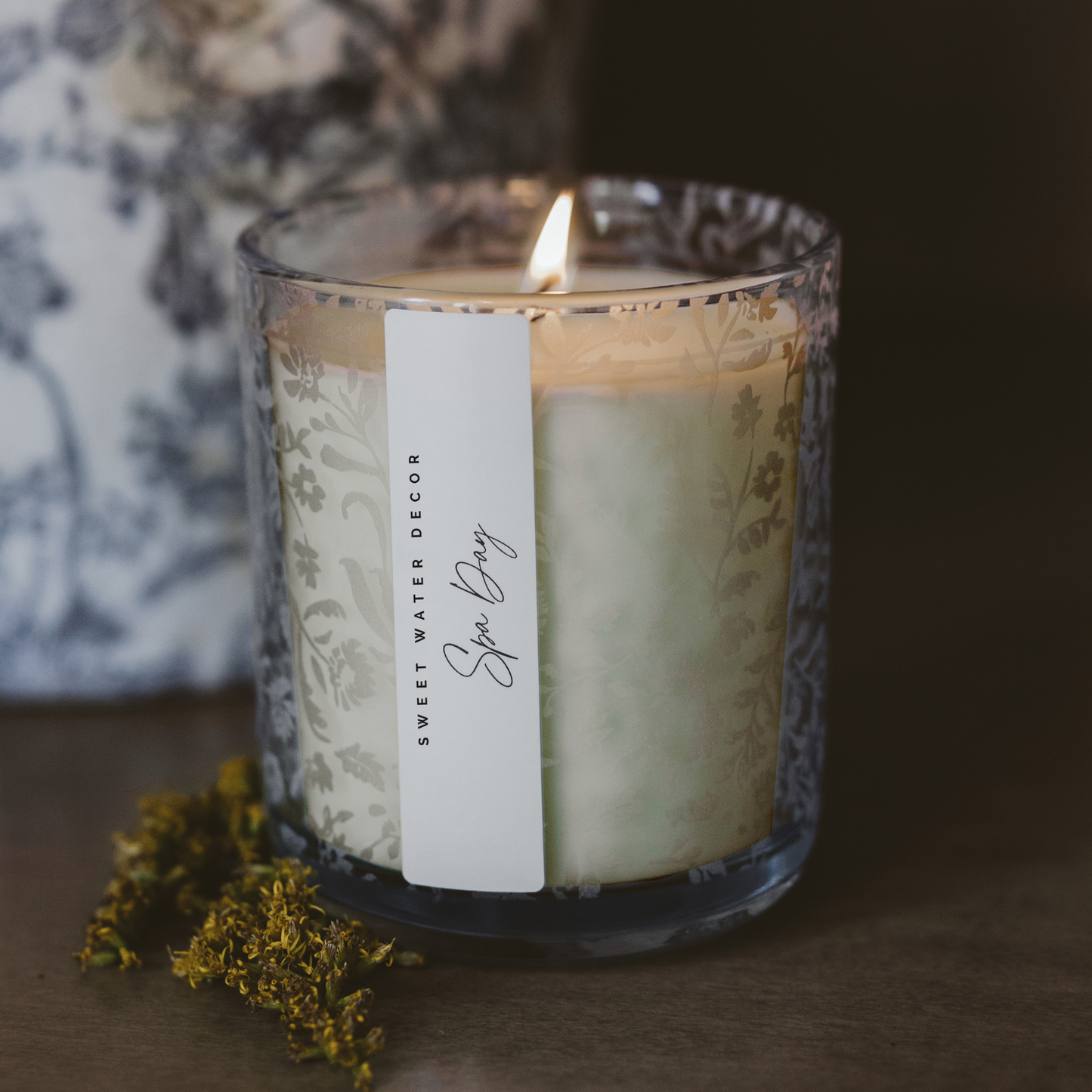 SPA DAY BLUE FLORAL CANDLE
