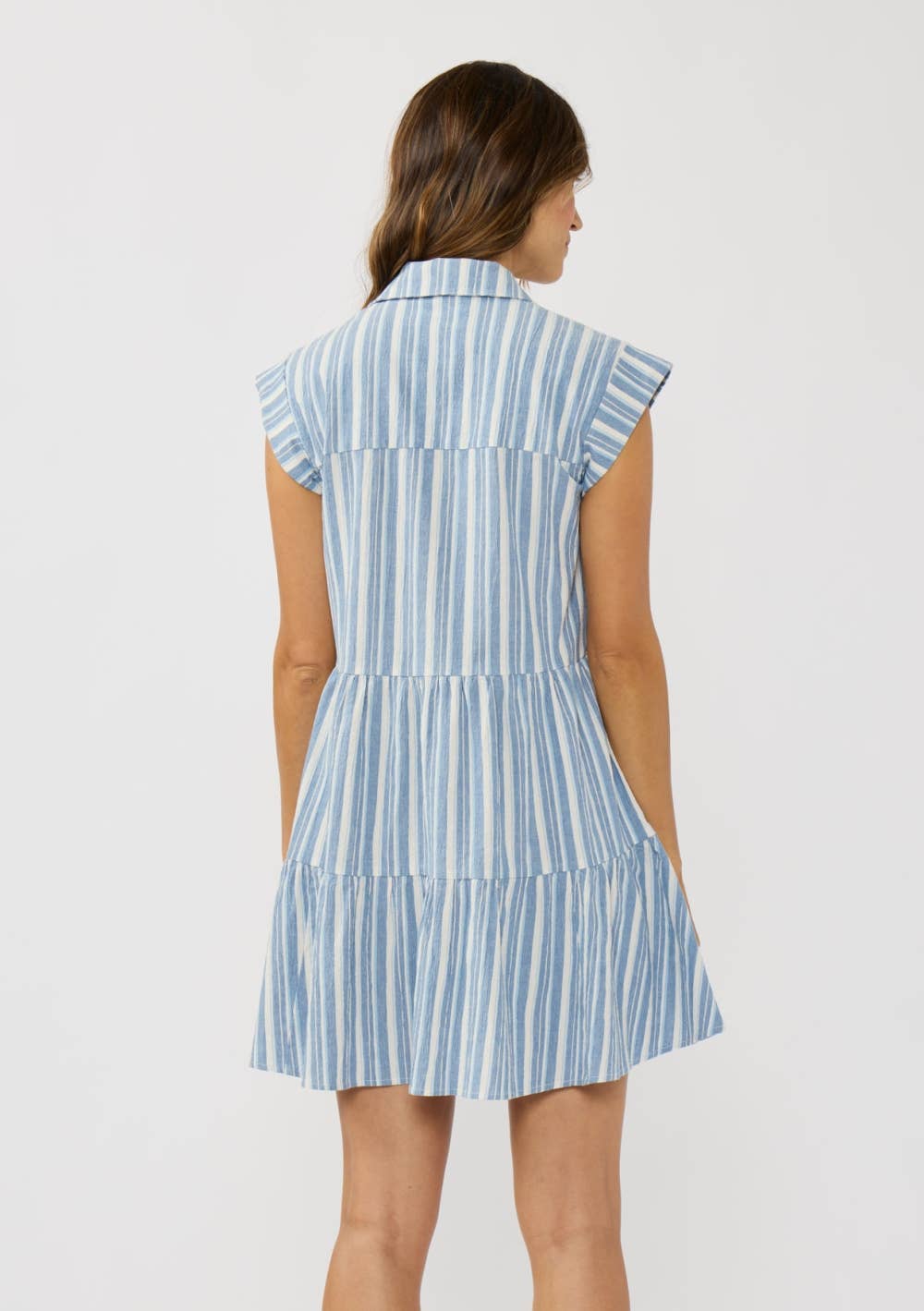 FIONA STRIPED TIERED MINI DRESS