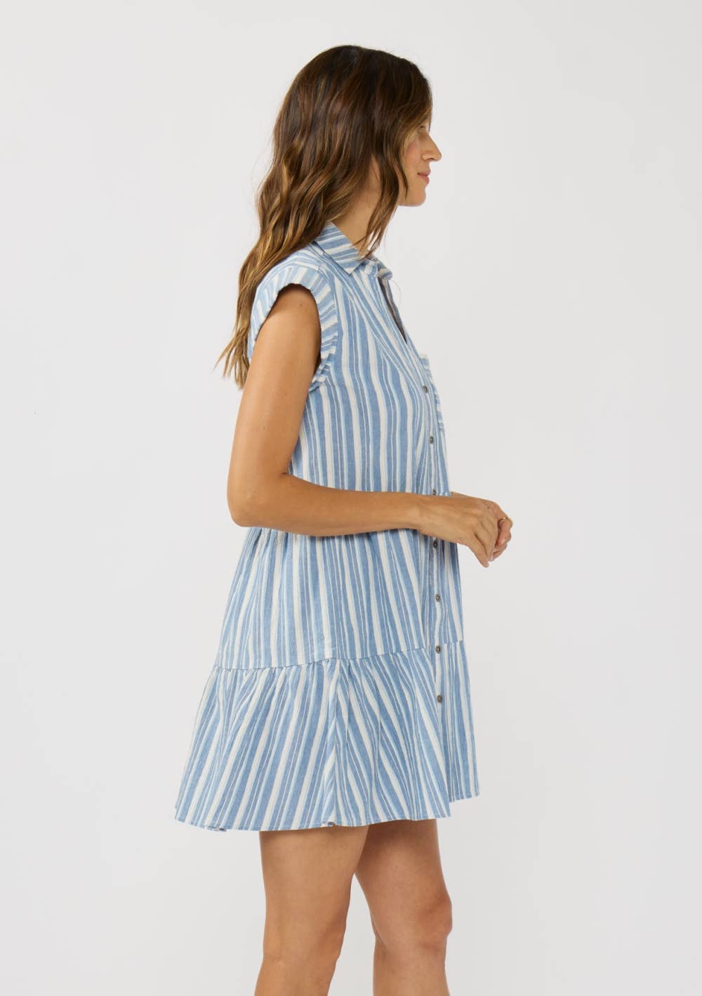 FIONA STRIPED TIERED MINI DRESS