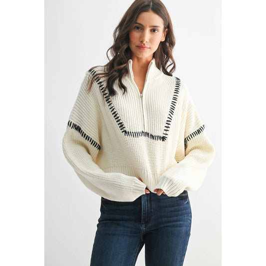 KNIT HALF-ZIP SWEATER