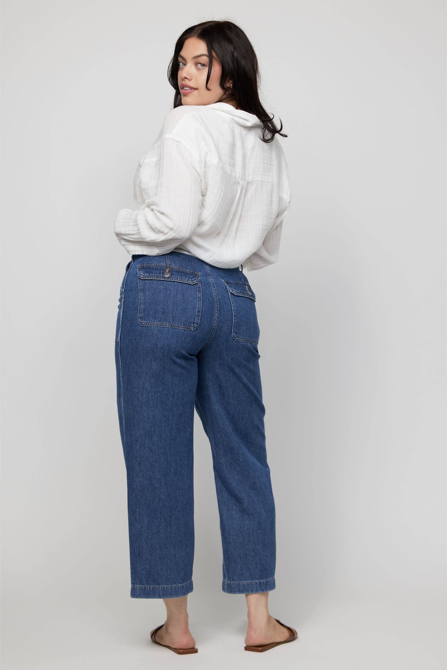 STACY MEDIUM WORN HIGH RISE RELAXED JEAN