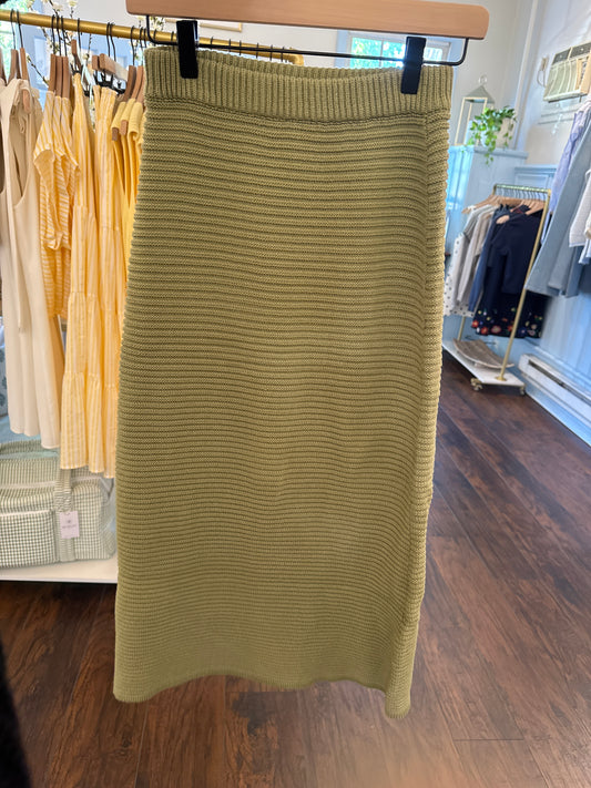 MATCHA RIBBED MIDI SKIRT