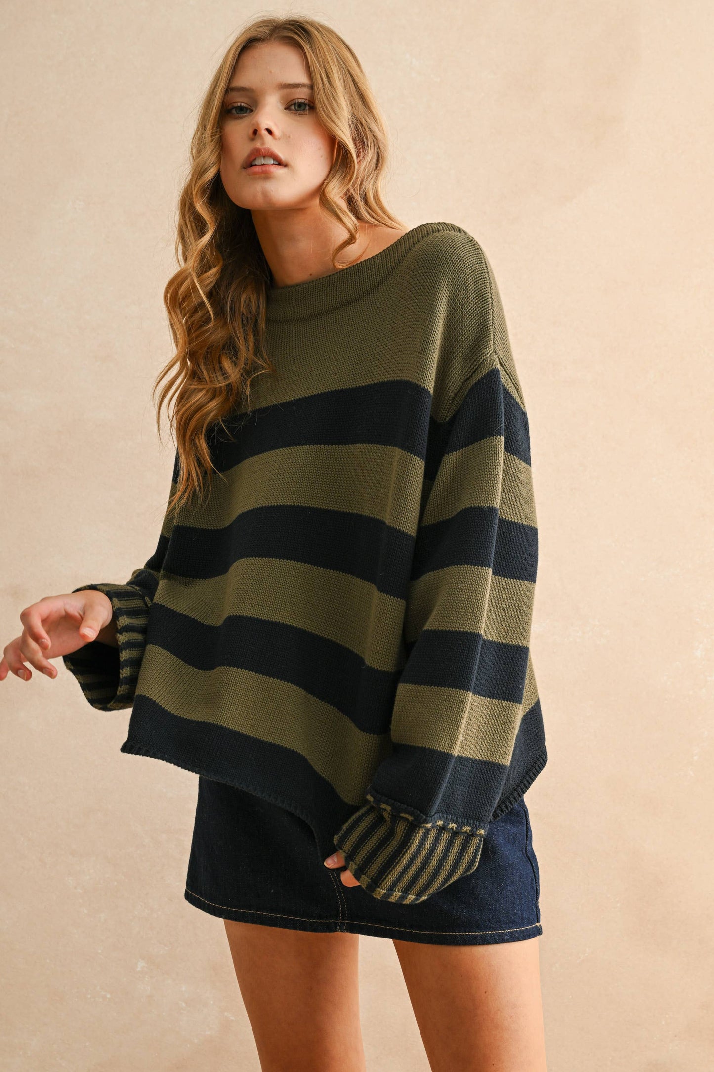 ALL YOURS STRIPED SWEATER TOP