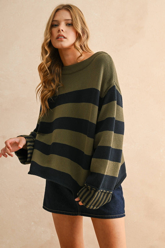 ALL YOURS STRIPED SWEATER TOP