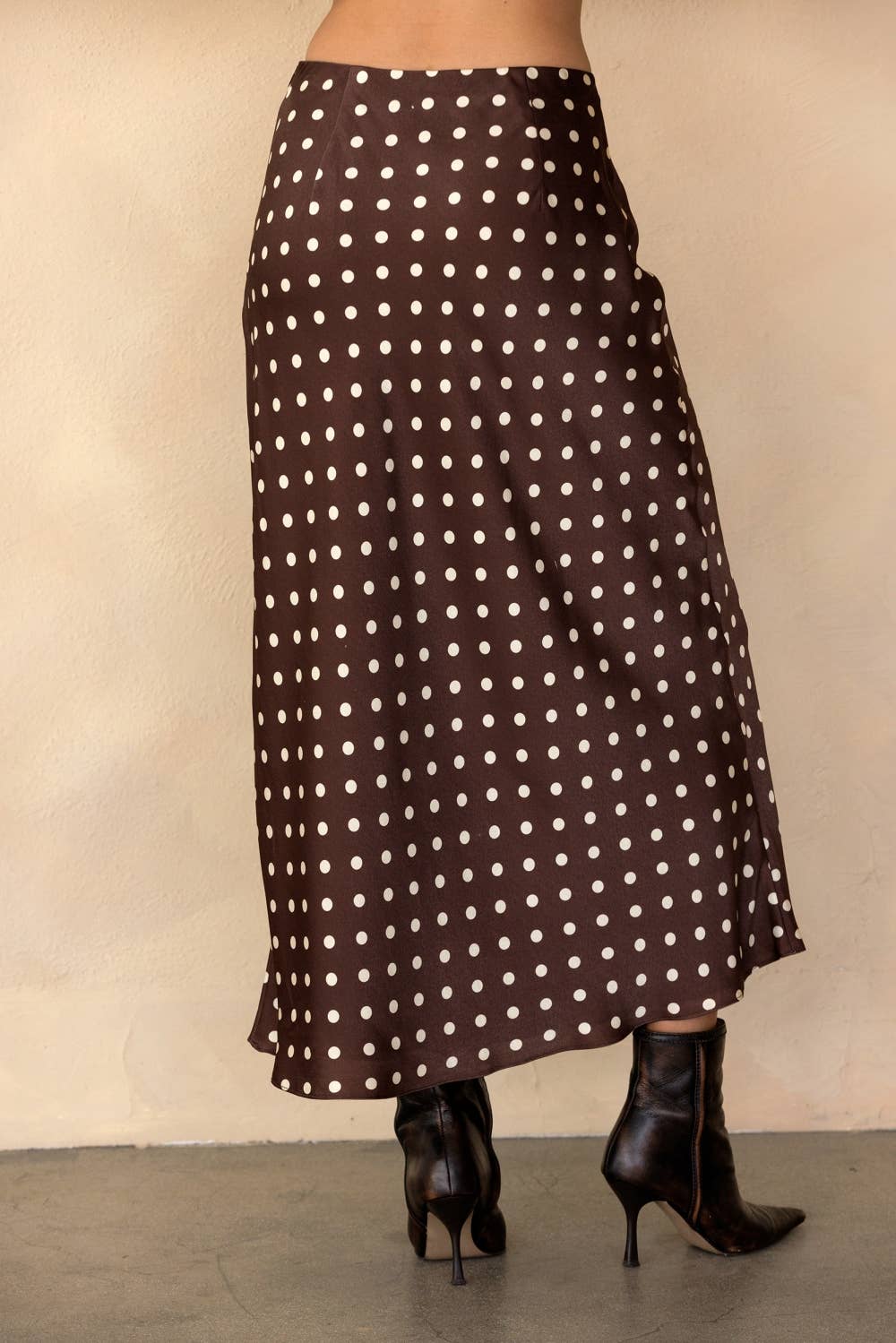 POLKA DOT SATIN MIDI SKIRT