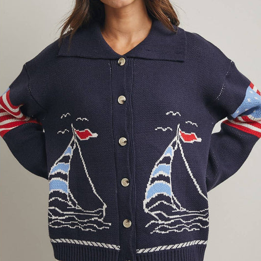 SAILBOAT SWEATER CARDIGAN