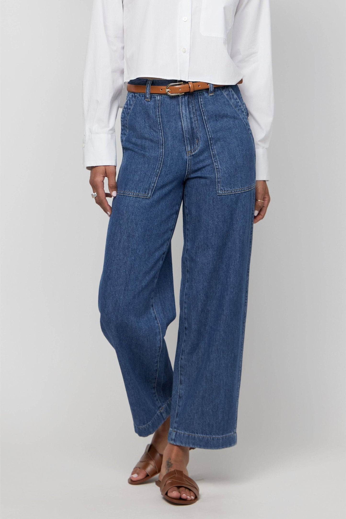 STACY MEDIUM WORN HIGH RISE RELAXED JEAN