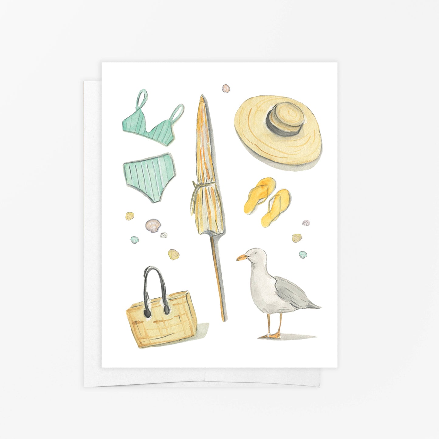 WATERCOLOR COASTAL BEACH GREETING CARD