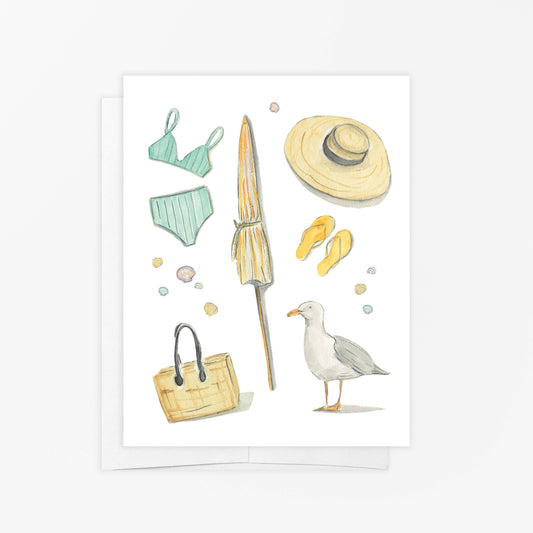 WATERCOLOR COASTAL BEACH GREETING CARD