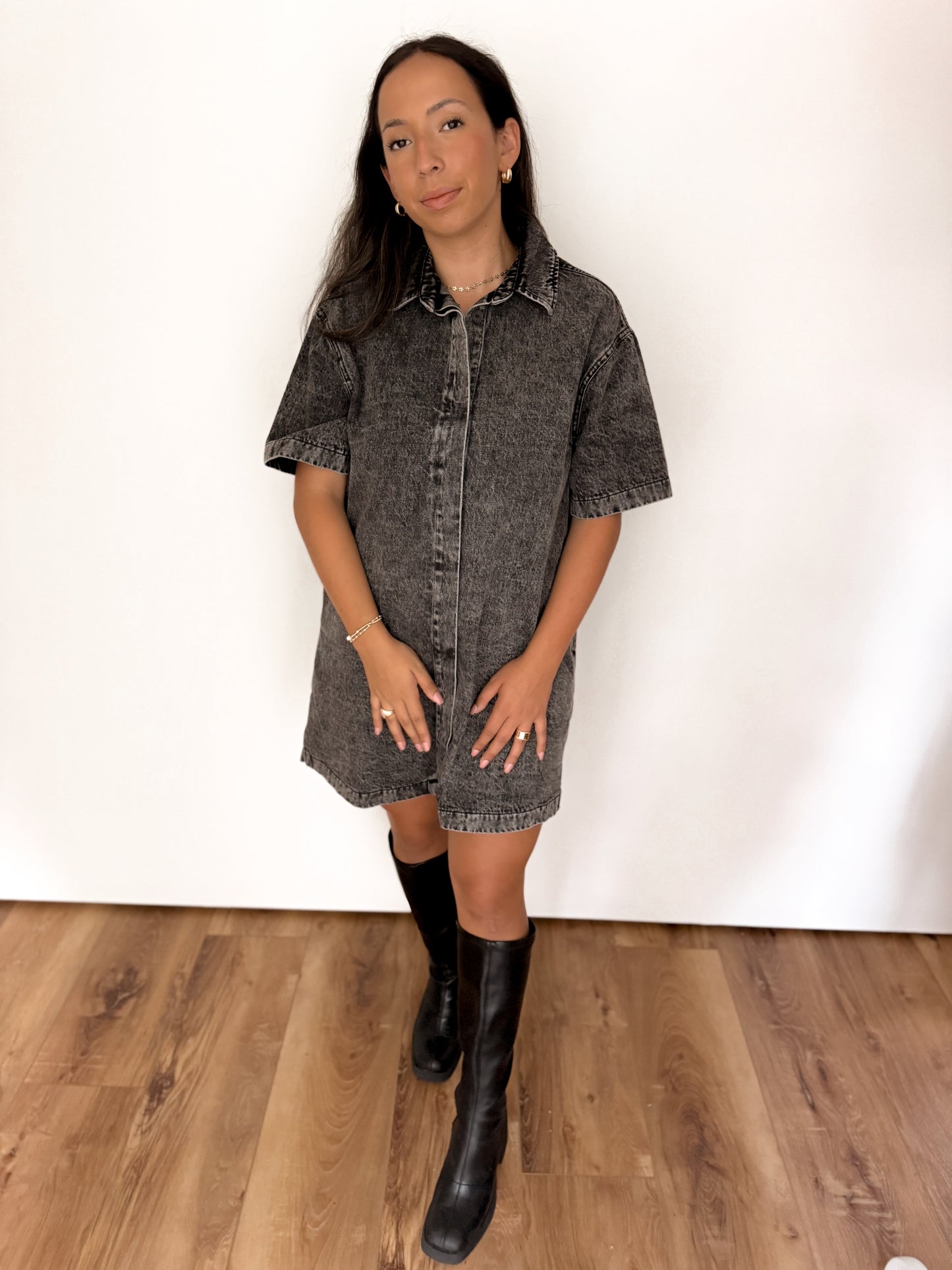 KYLEE DENIM SHIRT DRESS