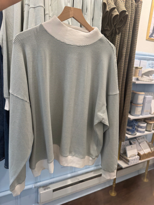 THE AROUND TOWN STRIPED MOCKNECK TOP