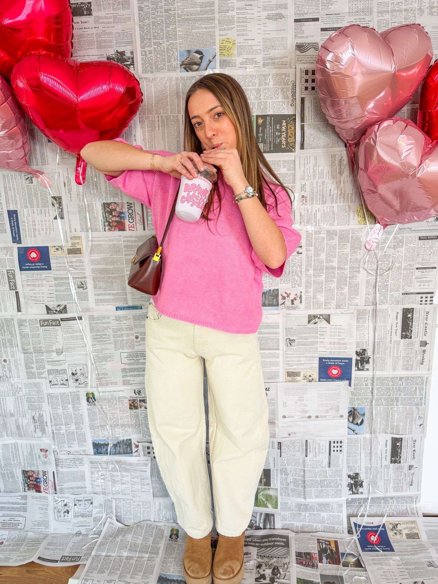 PRETTY IN PINK CREW NECK SWEATER TOP
